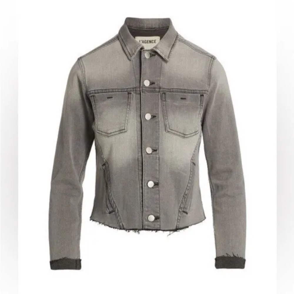 Lagence Janelle grey denim raw hem slim fit jacket new with tags size medium